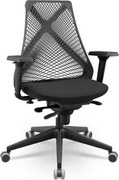 Cadeira Escritório Bix X+ Presidente Slider PU Poliéster Preto Plaxmetal