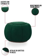 Puff Redondo Orgânico para Sala Cloud Bouclê E03 - D'Rossi - Verde