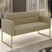 Sofá Namoradeira Base Industrial Dourado Ana Suede Marrom RT - Ibiza