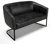 Sofá 2 Lugares Namoradeira Industrial Preto Stella Sintético PU D03 - D'Rossi - Preto