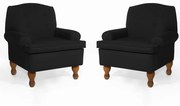 Conjunto 2 Poltrona Vovó Lucy Decorativa Luxo Suede Preto
