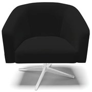 Poltrona Decorativa Giratória Cromada Stella Linho D03 - D'Rossi - A79 Preto
