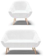 Kit 01 Namoradeira 02 Lugares e 01 Poltrona Giovana Corano Pés Palito Natural D01 - D'Rossi - Branco