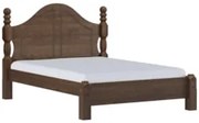 Cama Casal Clássica 140cm Pé Madeira Eduarda Café F07       - Mpozenat