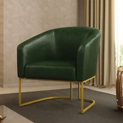 Poltrona Decorativa Industrial Dourado Stella Sintético PU Verde D03 - D'Rossi