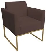 Poltrona Decorativa Base Industrial Dourada Maressa S06 Suede Marrom -