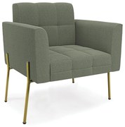 Poltrona Sala de Estar Pé de Ferro Dourado Elisa Bouclê D03 - D'Rossi  - Verde Pistache