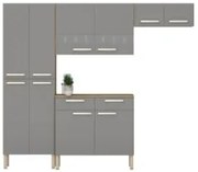 Cozinha Compacta Com Balcão 221cm Vivian Freijó/Gris Z06 - Mpozenato