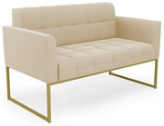 Sofá Namoradeira Elisa Suede Base Metálica Industrial Dourado - D'Rossi - Bege