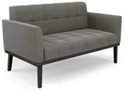 Sofá Namoradeira Base Madeira Preto Ana Suede Grafite - Ibiza