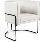 Poltrona Decorativa Base Aço Betina A-48 Linho Flocos - Domi