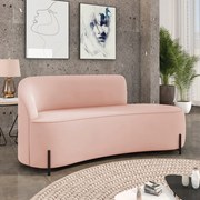 Sofá 3 Lugares Orgânico 180cm Pé Ferro Preto Morgan Veludo D03 - D'Rossi - Rose