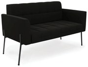 Sofá Namoradeira 2 Lugares Pé de Ferro Preto Elisa Suede D03 - D'Rossi - Preto