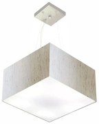Lustre Pendente Quadrado Md-4195 Cúpula em Tecido 25/40x40cm Linho Bege - Bivolt