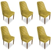 kit com 6 Cadeiras de Jantar Dublin Suede Amarelo
