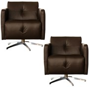 Kit 2 Poltronas Giratória para Sala de Estar Astana Couro Capucino G40 - Gran Belo