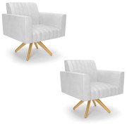 Kit 2 Poltronas Giratória Viena Gomada Corano Base de Madeira MA30 D03 - D'Rossi - Branco