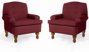 Conjunto 2 Poltrona Vovó Lucy Decorativa Luxo Suede Bordô