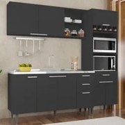 Armário de Cozinha CP02 Com Pia 150cm Pérola Z34 Preto      - Mpozenat