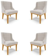 Kit 4 Cadeiras Decorativas Sala de Jantar Base Fixa de Madeira Firenze Veludo Cinza/Castanho G19 - Gran Belo