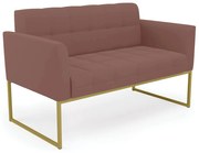 Sofá Namoradeira Elisa Veludo Base Metálica Industrial Dourado - D'Rossi - Rose