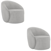 Poltrona Decorativa Orgânica Kit 2 Lua Suede D03 - D'Rossi - Cinza