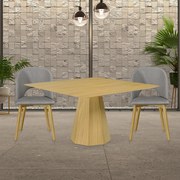 Kit 6 Cadeiras Decorativas Sala de Jantar Madeira Maciça Hadassa Linho Cinza/Freijó G13 - Gran Belo