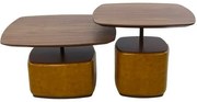 Conjunto Mesa Lateral Alloy Nogueira Haste Aço Corten Base PU Caramelo - 67777 Sun House