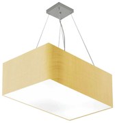 Lustre Pendente Retangular Md-4372 Cúpula em Tecido 60x40cm Palha