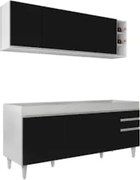 Armário Aéreo Nevada e Balcão para Pia 180cm Dallas Branco/Preto - Lum