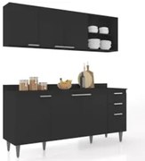 Armário de Cozinha Com Tampo CP10 180cm Pérola Preto Z34 - Mpozen