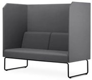 Sofa Privativo Pix com Divisoria e Assento Crepe Cinza Base Aco Preto - 55081 Sun House