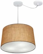 Lustre Pendente Cone Com Desvio Md-4281 Cúpula 30/40x45cm Palha - Bivolt