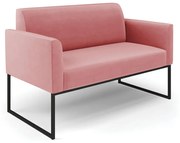Sofá Namoradeira Base Industrial Preto Marisa Suede Rosê