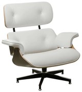 Poltrona Charles Eames Couro Natural - Branca