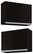 Kit 2 Armários Aéreo de Cozinha Lavanderia 02 Portas Eva 80 cm L06 - D'Rossi - Preto