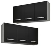 Armário Aéreo 120cm 3 Portas Kit 2 Honduras Branco/Preto - Lumil Móvei