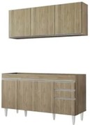 Armário Cozinha e Balcão Para Pia 150cm Marrocos Castanho   - Lumil