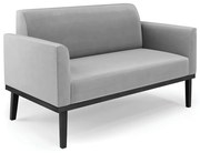 Sofá Namoradeira Base de Madeira Fixa Preto Marisa Suede  D03 - DRossi - Cinza