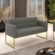Sofá Namoradeira Elisa Suede Base Metálica Industrial Dourado D03 - D'Rossi  - Grafite