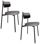 Cadeira de Jantar Estofada Kit 2 Ella M25 Linho Cinza CL/Preto - Mpoze