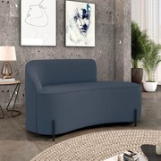 Sofá 2 Lugares Orgânico 140cm Pé Ferro Preto Morgan Suede D03 - D'Rossi - Azul Marinho