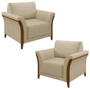 Kit 2 Poltronas Decorativas Sala de Estar 102cm Pés Madeira Roya Z32 L