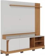 Estante Painel para TV 75 Pol Madrid C05 Off White Matte/Freijó - Mpoz