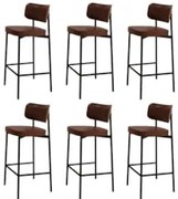 Banqueta Alta Bar Estofada Kit 6 Ella M25 Sintético Marrom - Mpozenato