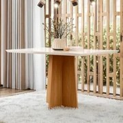 Mesa de Jantar Retangular 135cm 4 Lugares Zuma Ypê/Off N02  - Mpozenat