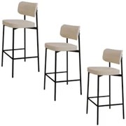 Banqueta Alta Bar Estofada Kit 3 Ella M25 Linho Areia - Mpozenato