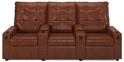 Poltrona de Cinema Reclinável 3 Lugares Baú USB Mallie FH9 PU Marrom B