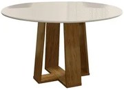 Mesa De Jantar Redonda 6 Lugares 135cm Ella N02 Ypê/Off White - Mpozen