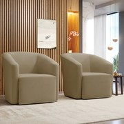 Poltrona Decorativa Base Giratória Kit 2 Stella Max Suede D03 - D'Rossi - Marrom Rato